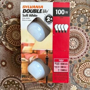 NEW Sylvania Soft White Light Bulbs 4 Pack - 100W